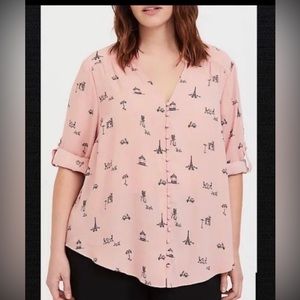 Torrid Harper Pink Paris Georgette Blouse